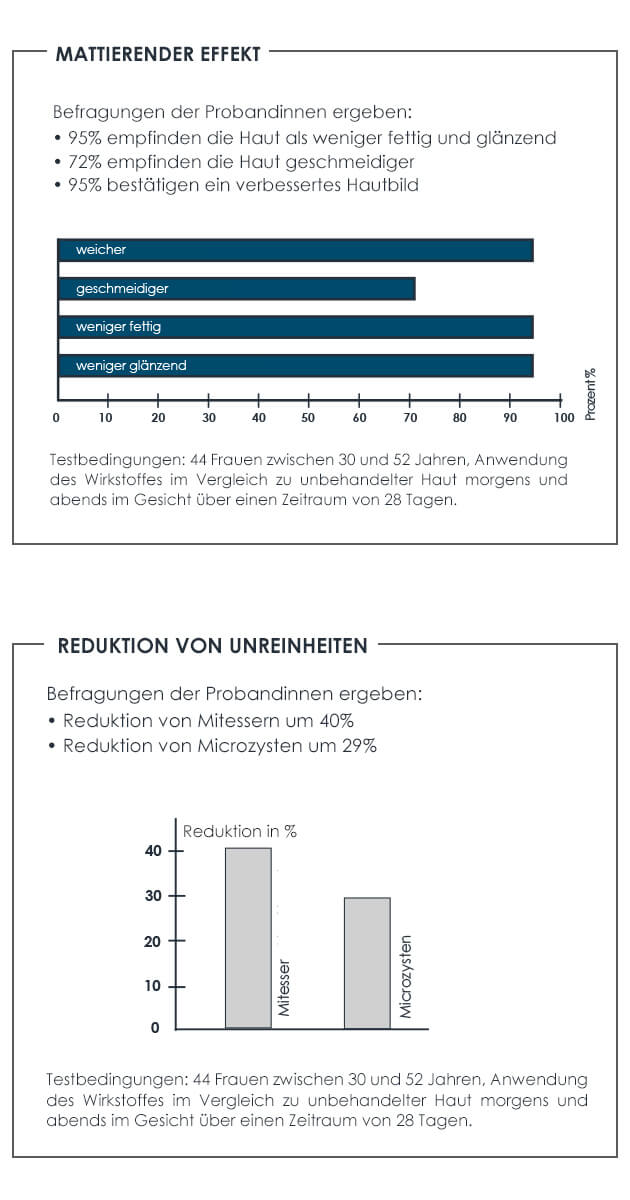 Studien belegen die mattierende und porenverfeinernde Wirkung der OYSTER Mischhaut Pflege